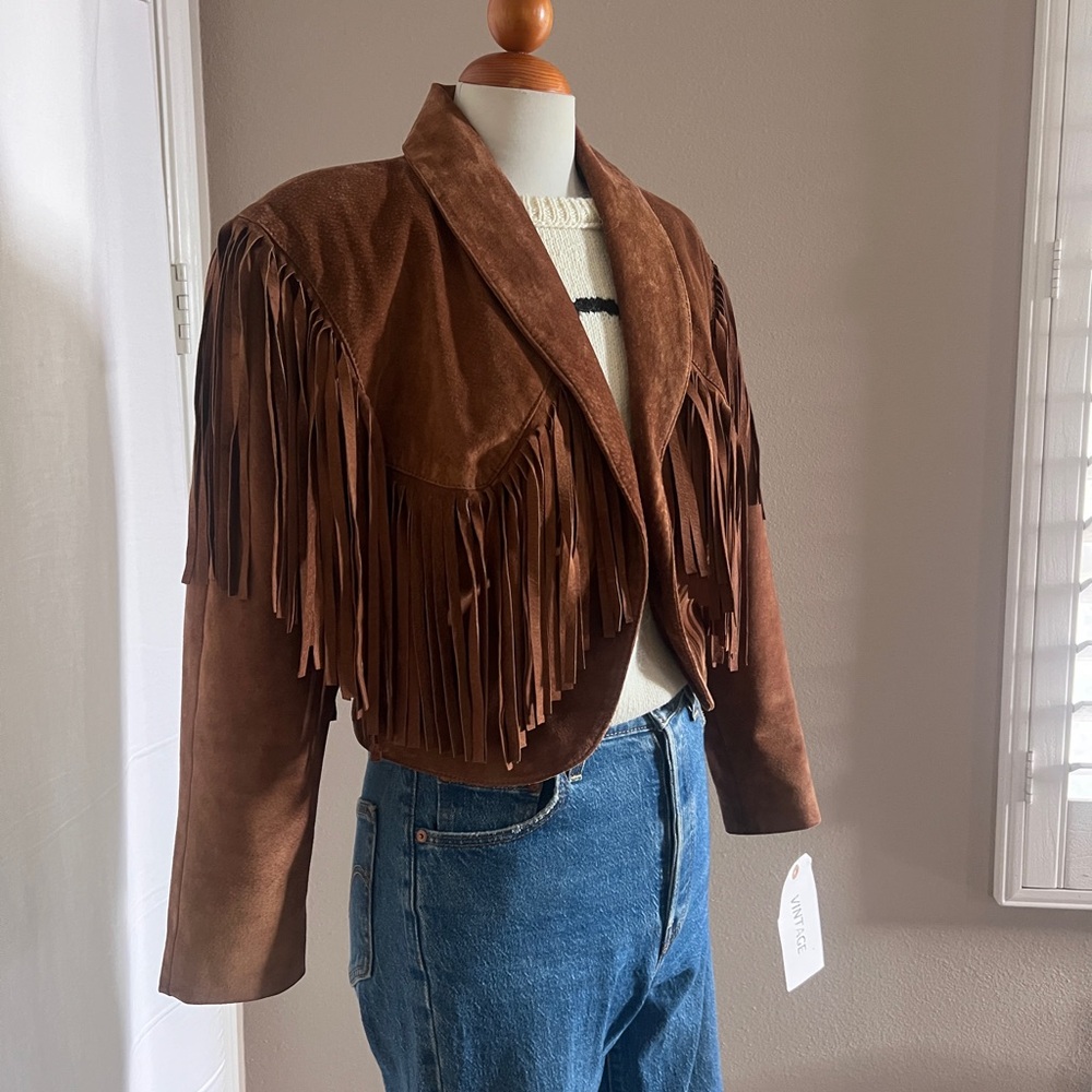 Vintage Ann Taylor Suede Fringe Jacket - Picture 2 of 15